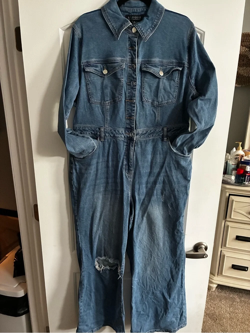 Eloquii Blue Denim Jumpsuit